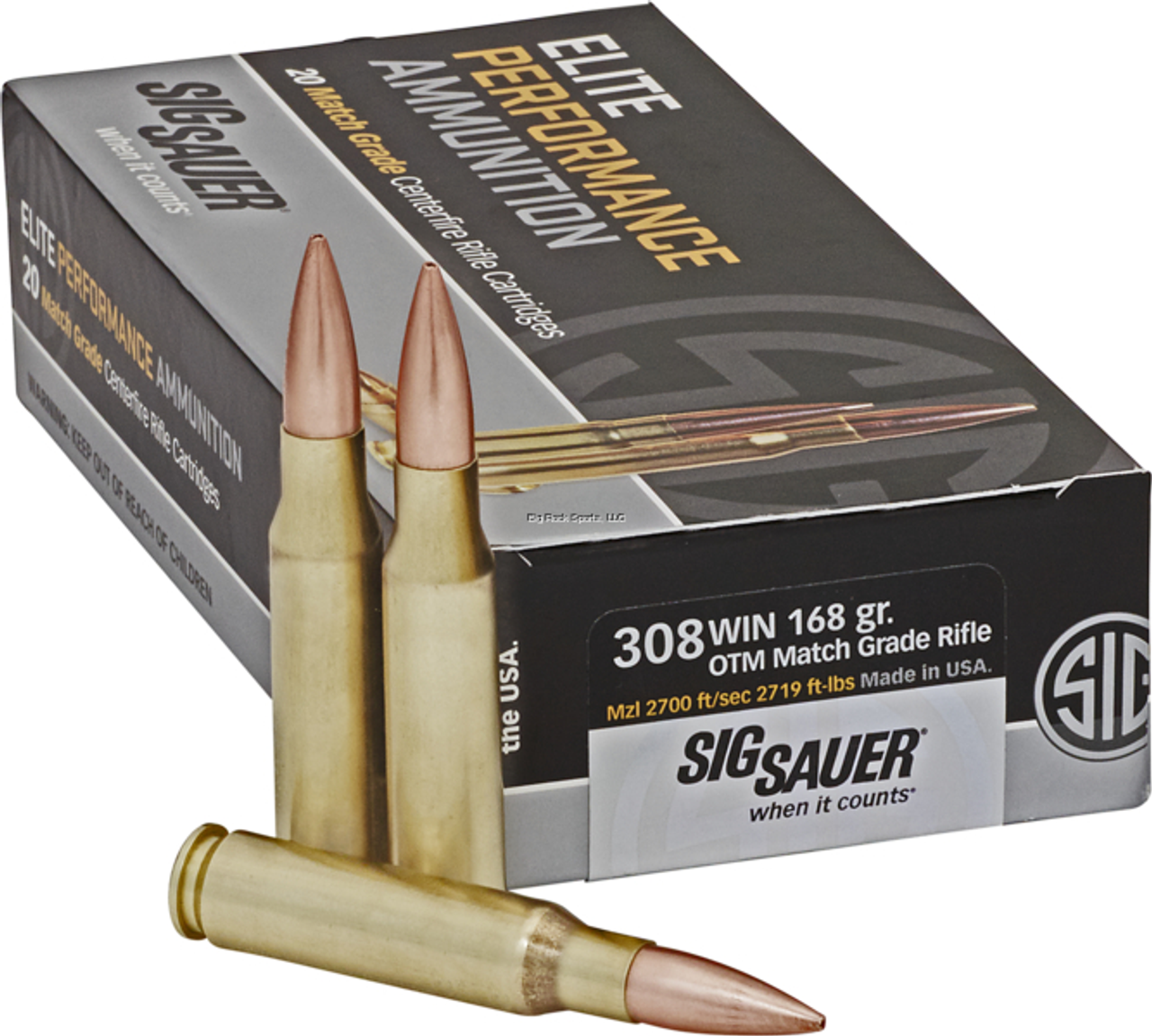 Sig Sauer 308 Win Elite Match Grade 168 Gr OTM, 20 rounds