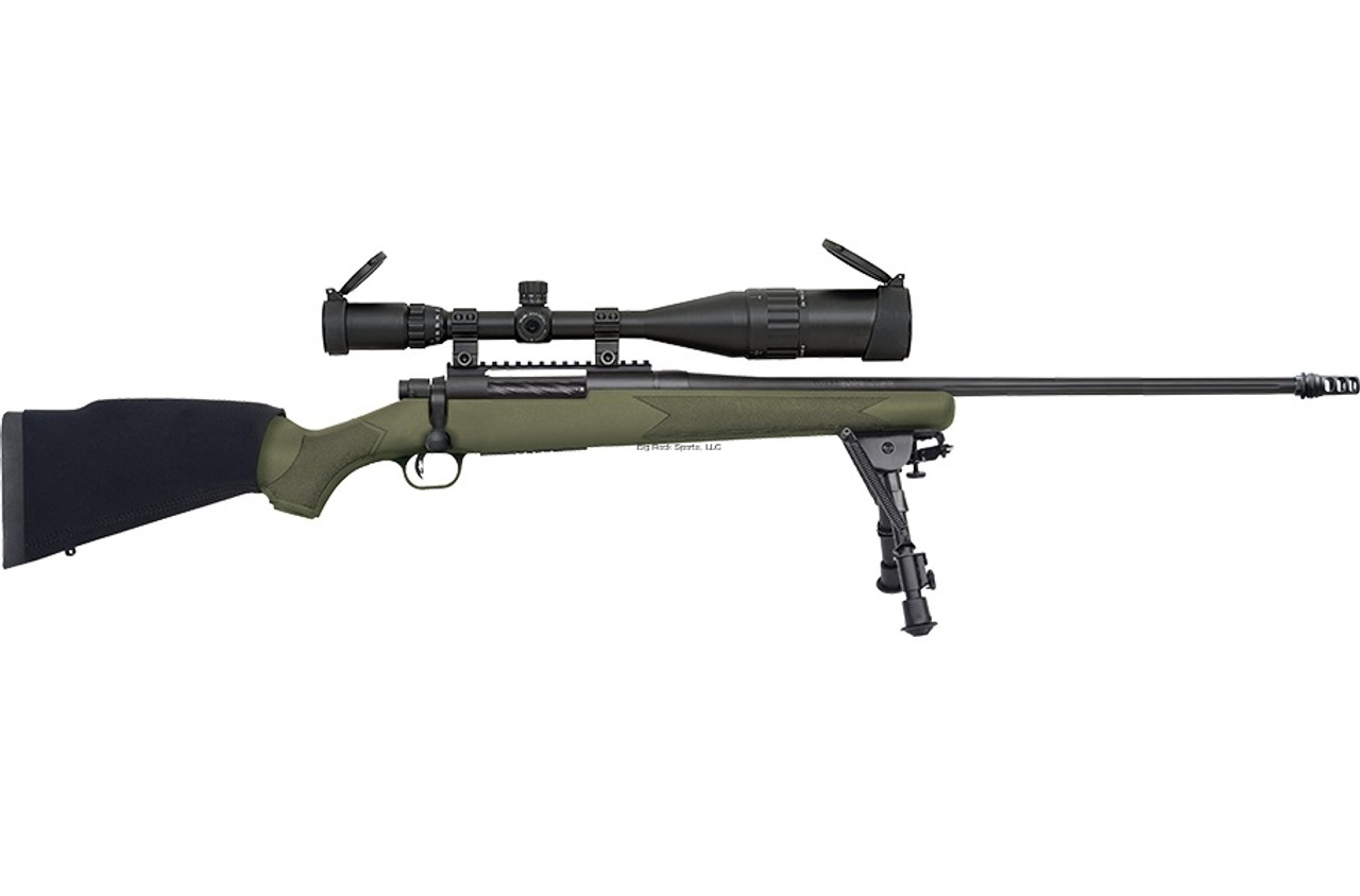 Mossberg Patriot Bolt Action Rifle, 300 Win Mag, 24" Threaded Bbl, ODG Stock, 6-24 Scope, Bipod, Muzzle Brake, 3+1 Rnd