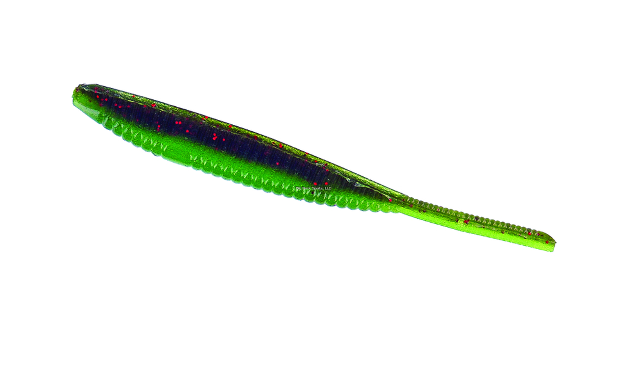 Yamamoto Shad Shape Worm, 3.75" 10pk, Green Pumpkin w/Red