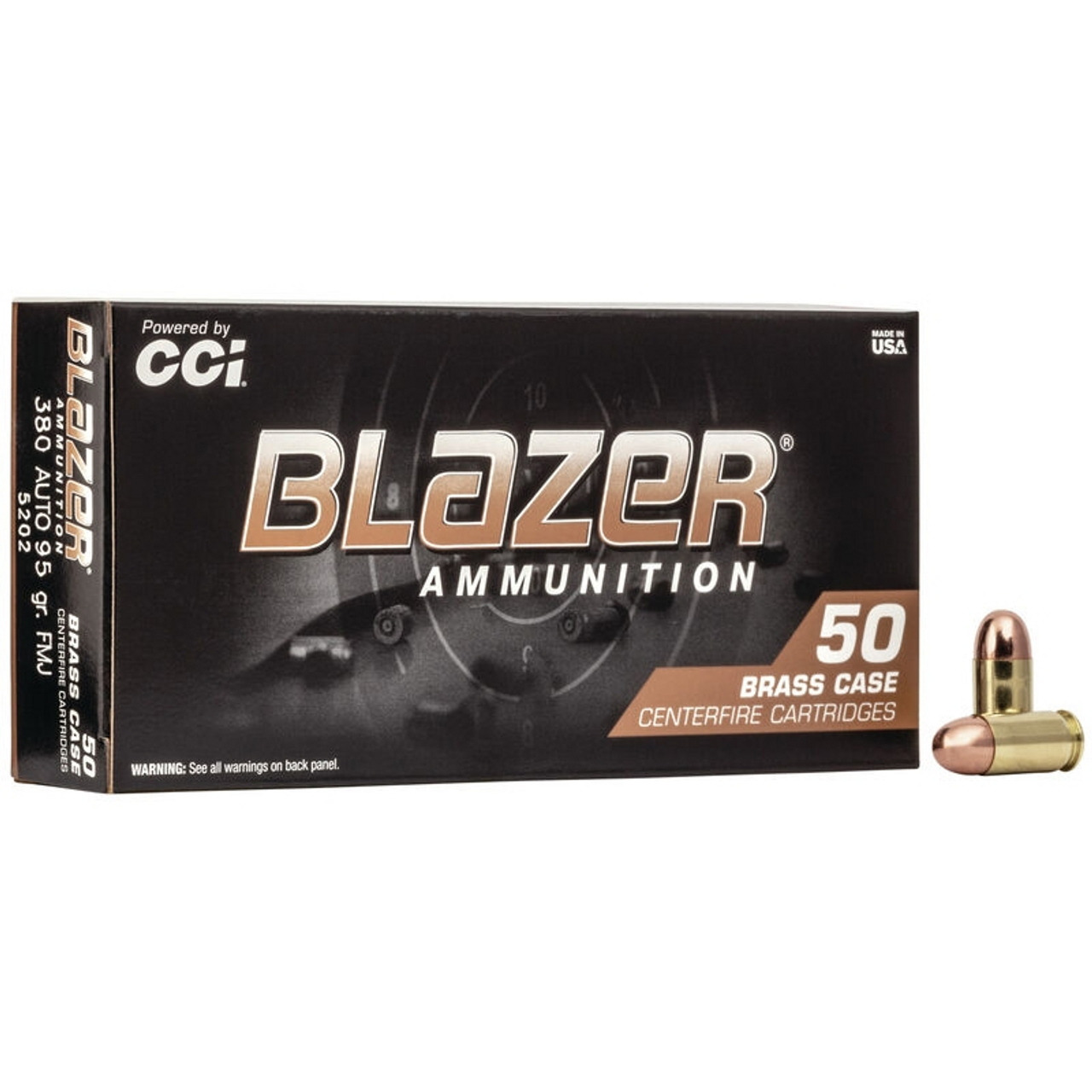 CCI Blazer Brass 380 ACP 95 Gr FMJ, 50 Rnds