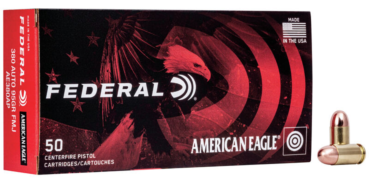 Federal American Eagle 380 ACP 95 Gr FMJ, 50 Rnds