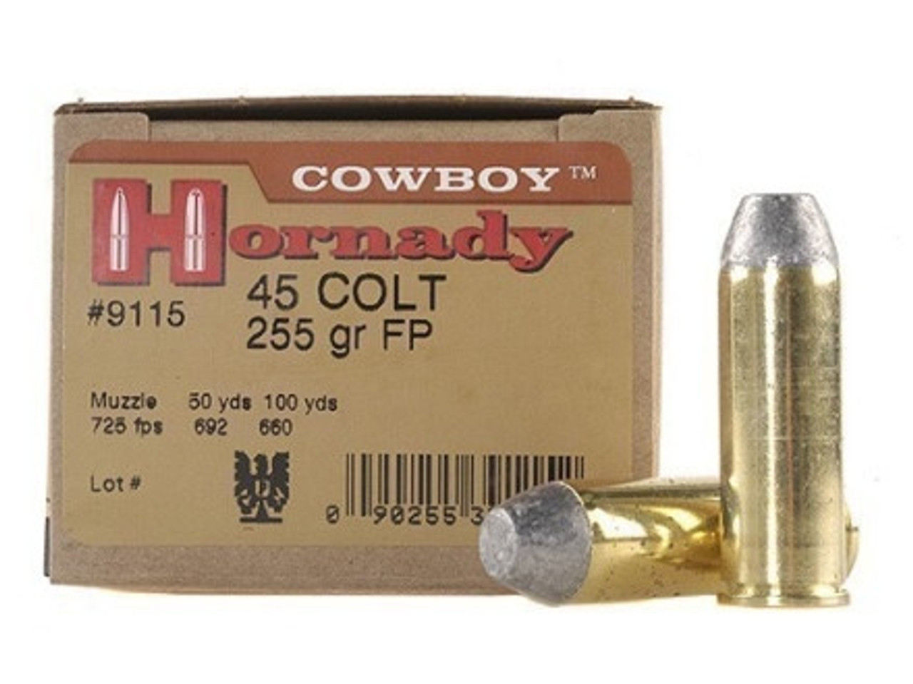 Hornady Custom Pistol Ammo 45 LC, Cowboy, 255 Gr, 725 fps, 20 Rnd, Boxed
