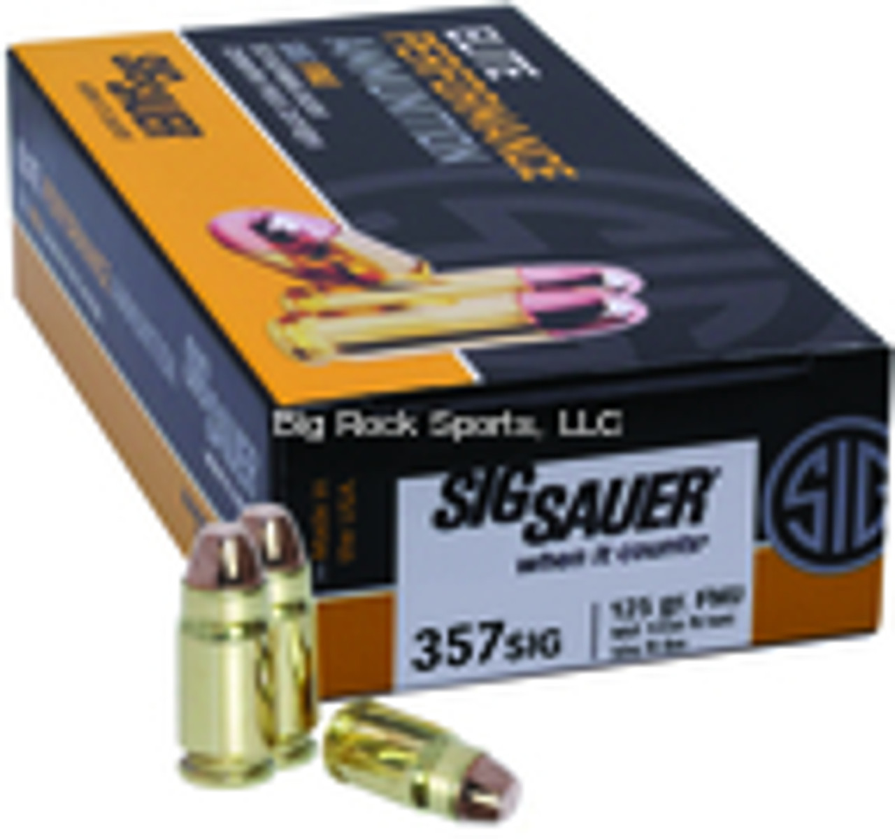 Sig Sauer Elite Performance Pistol Ball Ammo 357 MAG, FMJ, 125 Gr, 1450 fps, 50 Rnd, Boxed