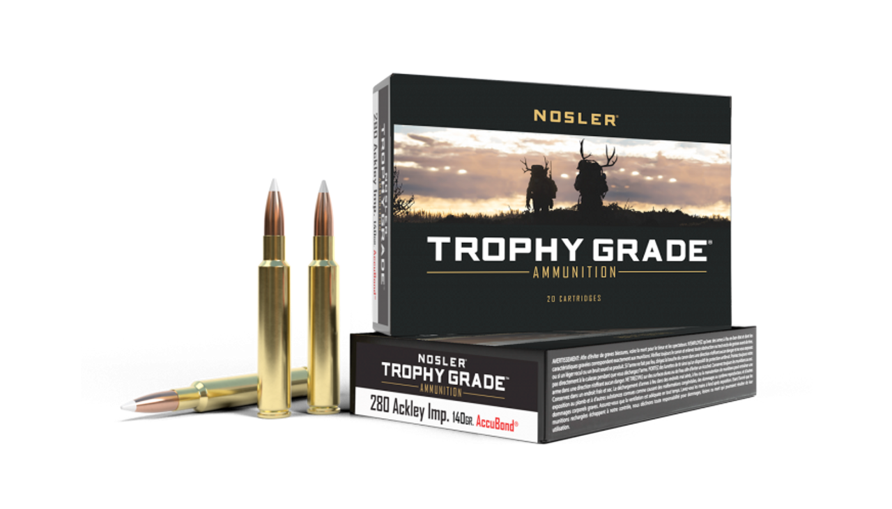 Nosler Trophy Grade Rifle Ammo 280 Remington Ack. Imp., 140gr AccuBond, 20 Rnds