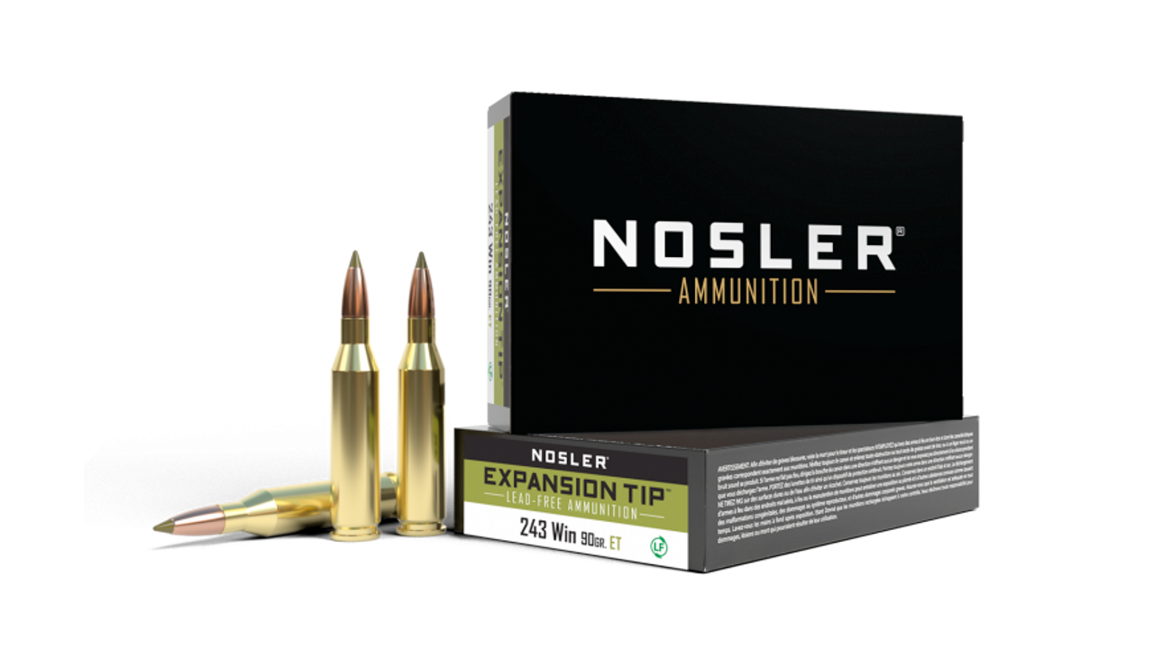 Nosler E-Tip Rifle Ammo 243 Win 90gr 20ct Solid Copper