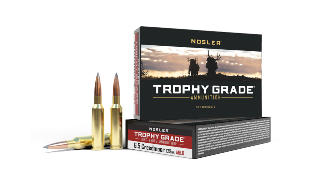Nosler Trophy Grade Long Range Rifle Ammo, 6.5mm Creedmoor, 129gr ABLR, 20 Rnds