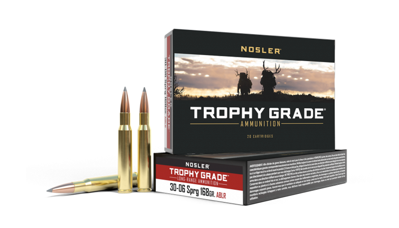 Nosler Trophy Grade Long Range Rifle Ammo, 30-06 SPRG, 168gr ABLR, 20 Rnds