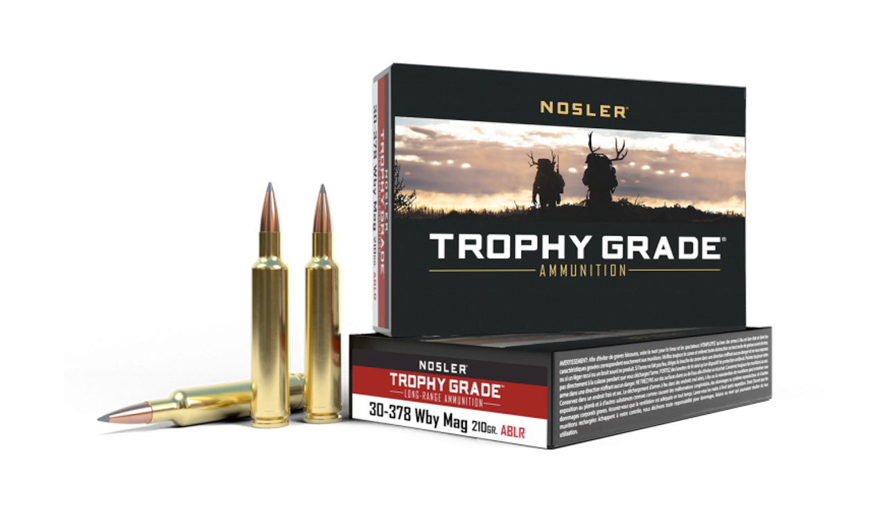 Nosler Trophy Grade Long Range Rifle Ammo, 30-378 WBY Mag 210gr AccuBond LR, 20 Rnds