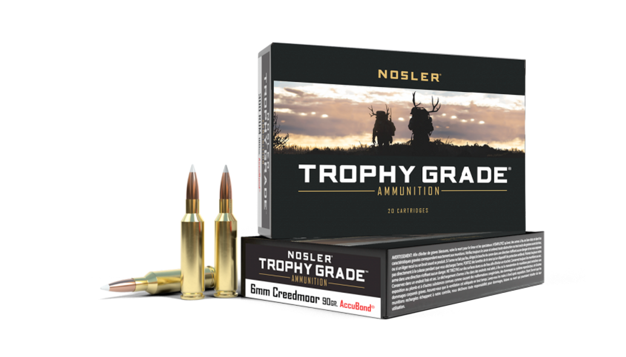 Nosler Trophy Grade Ammo, 6mm Creedmoor, 90 Gr AccuBond, 20 Rnd