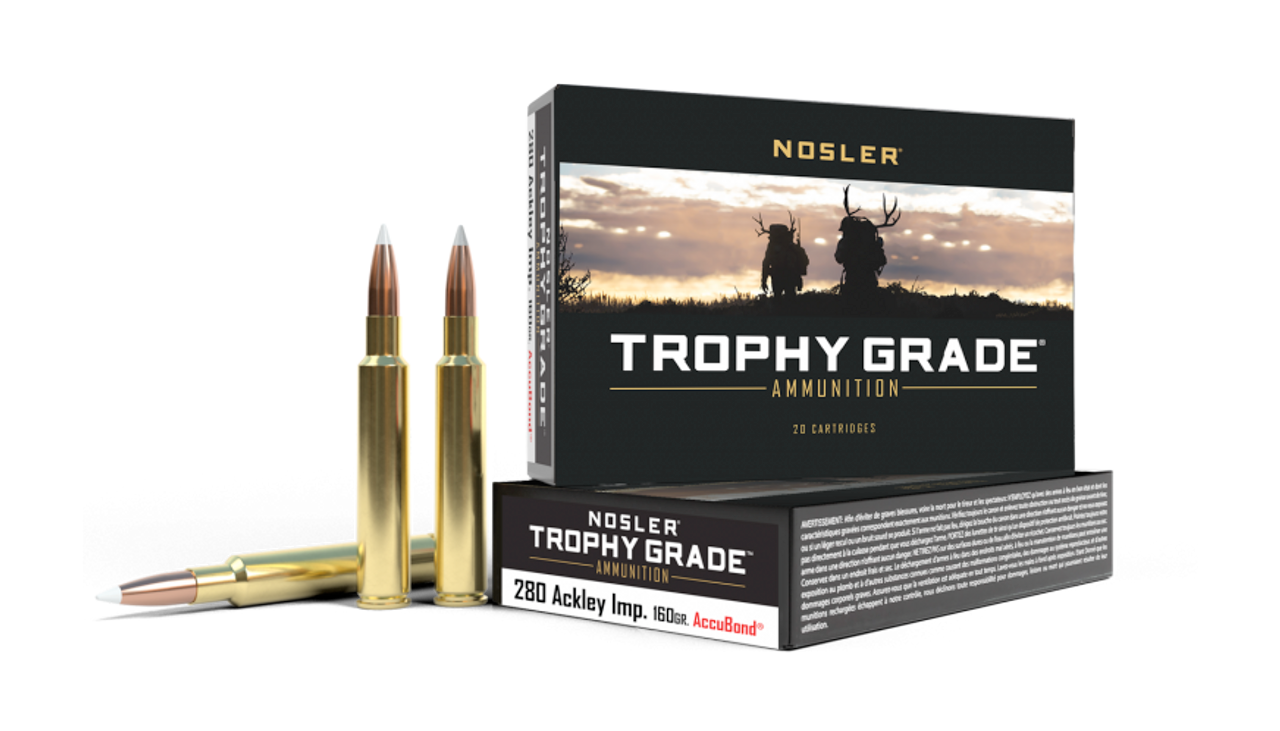 Nosler Trophy Grade Ammo, 280 Remington Ack. Imp., 160 Gr AccuBond, 20 Rnd