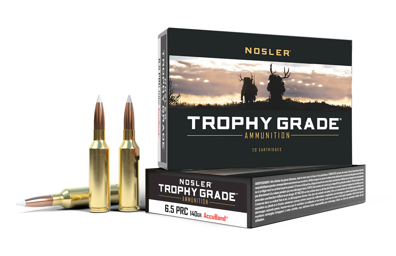 Nosler Trophy Grade Ammo 6.5mm PRC, 140gr AccuBond, 20 Rnds