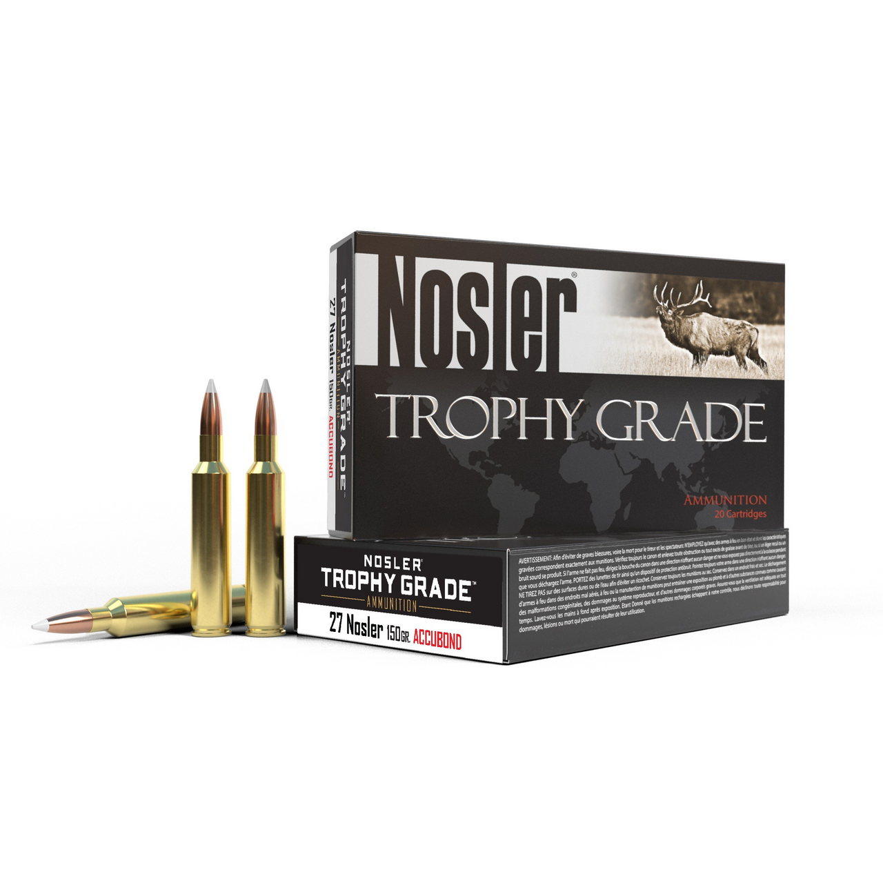 Nosler Trophy Grade Ammo 27 Nosler, 150gr Accubond, 20 Rnds