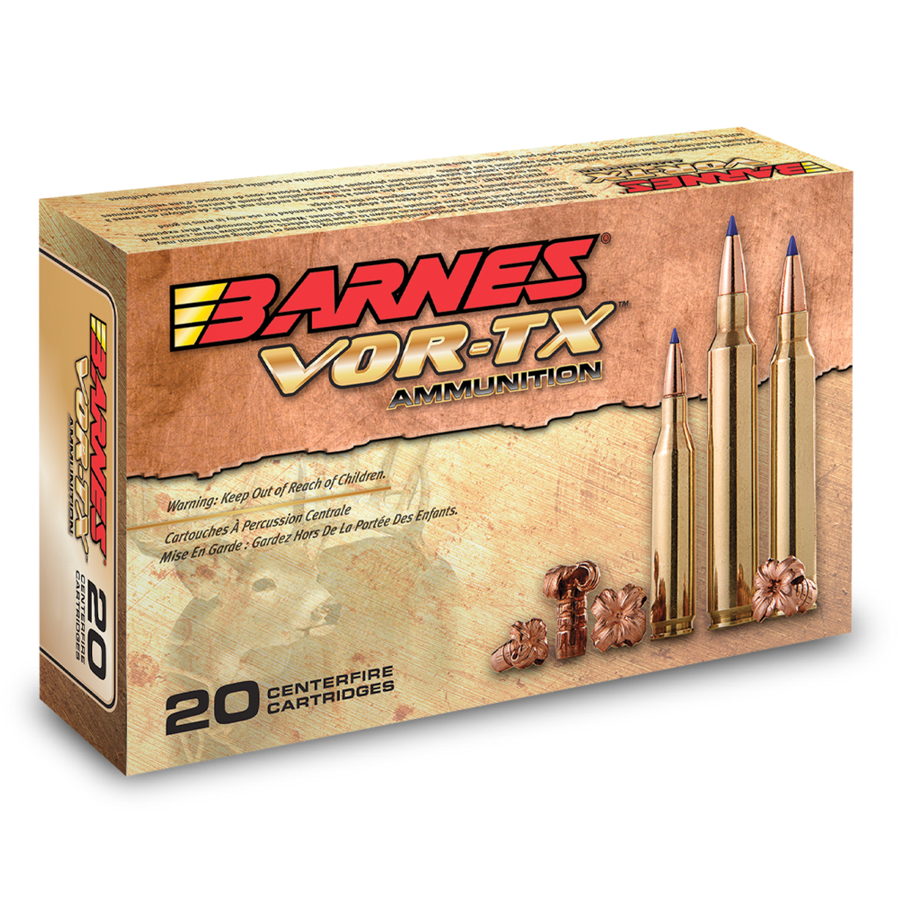 Barnes VOR-TX Rifle Ammo 300 WIN MAG, TTSX BT, 165 Grains, 3120 fps, 20, Boxed