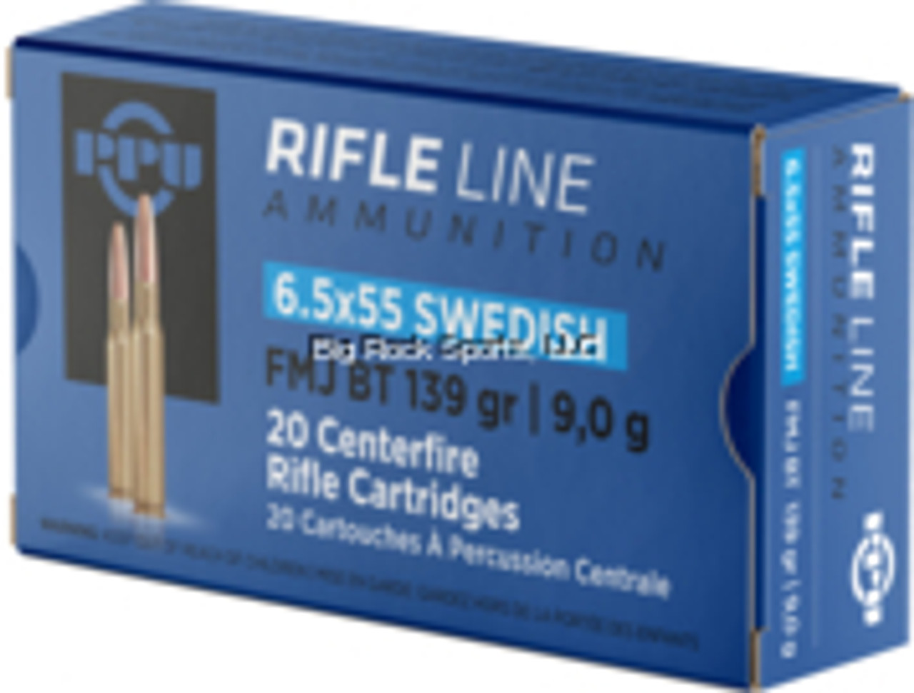 PPU Rifle Ammo 6.5x55 Swedish FMJ 139gr, 20 Rnds