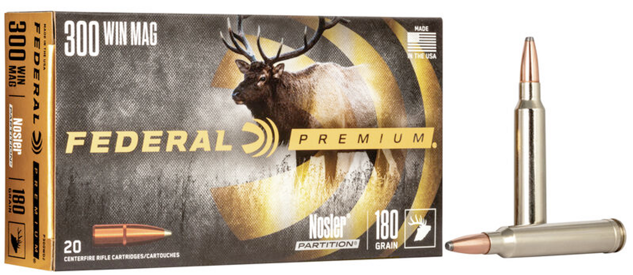 Federal Premium Vital-Shok Rifle Ammo 300 WIN MAG, NP, 180 Grains, 2960 fps, 20 Rnds