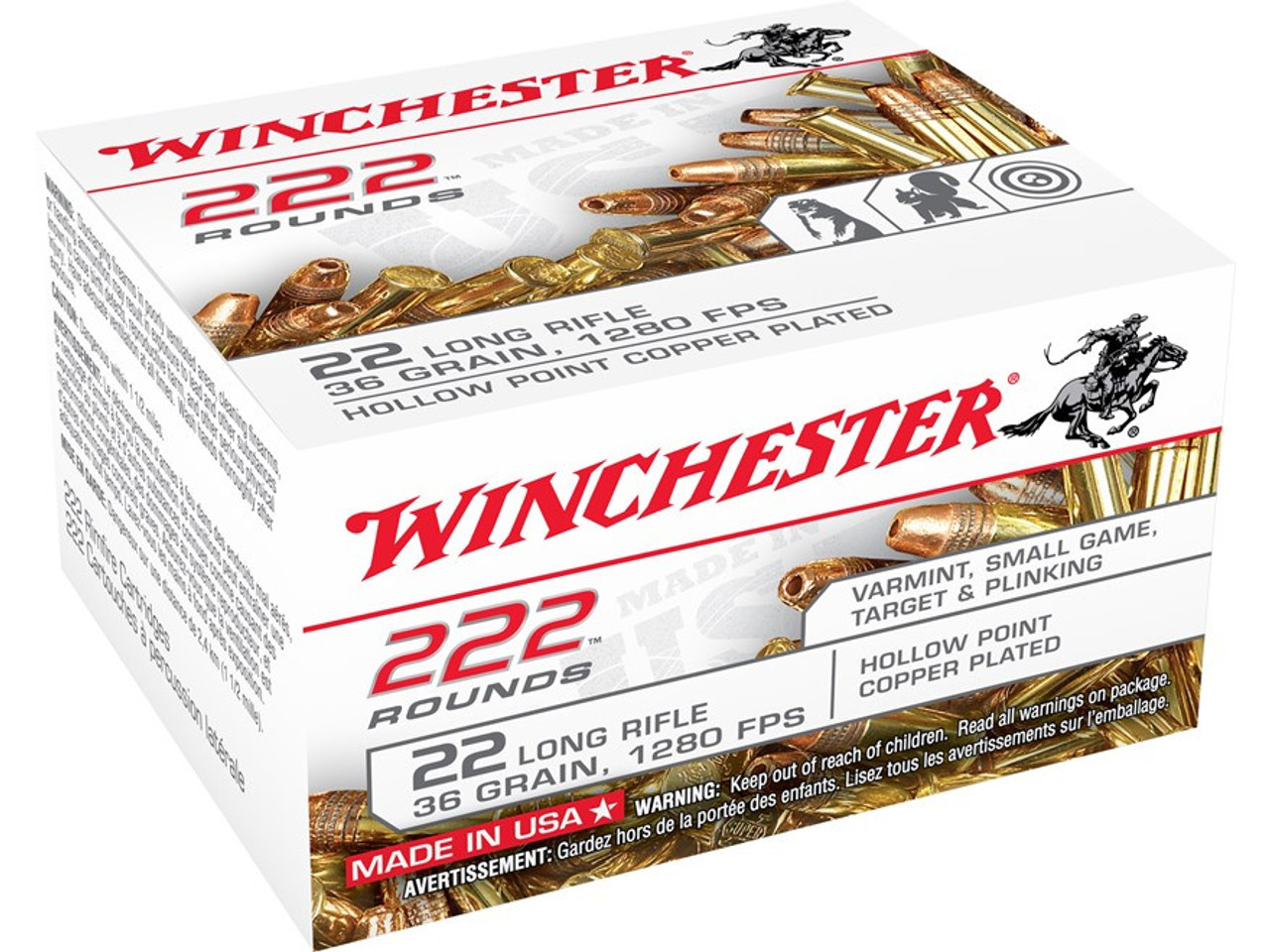 Winchester 22LR Plated Lead Hollow Point Box of 222