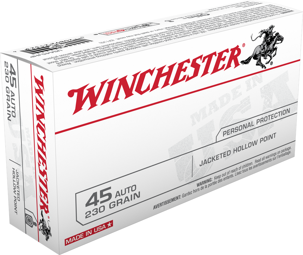 Winchester Pistol Ammo 45 ACP, JHP, 230 Gr, 880 fps, 50 Rnds