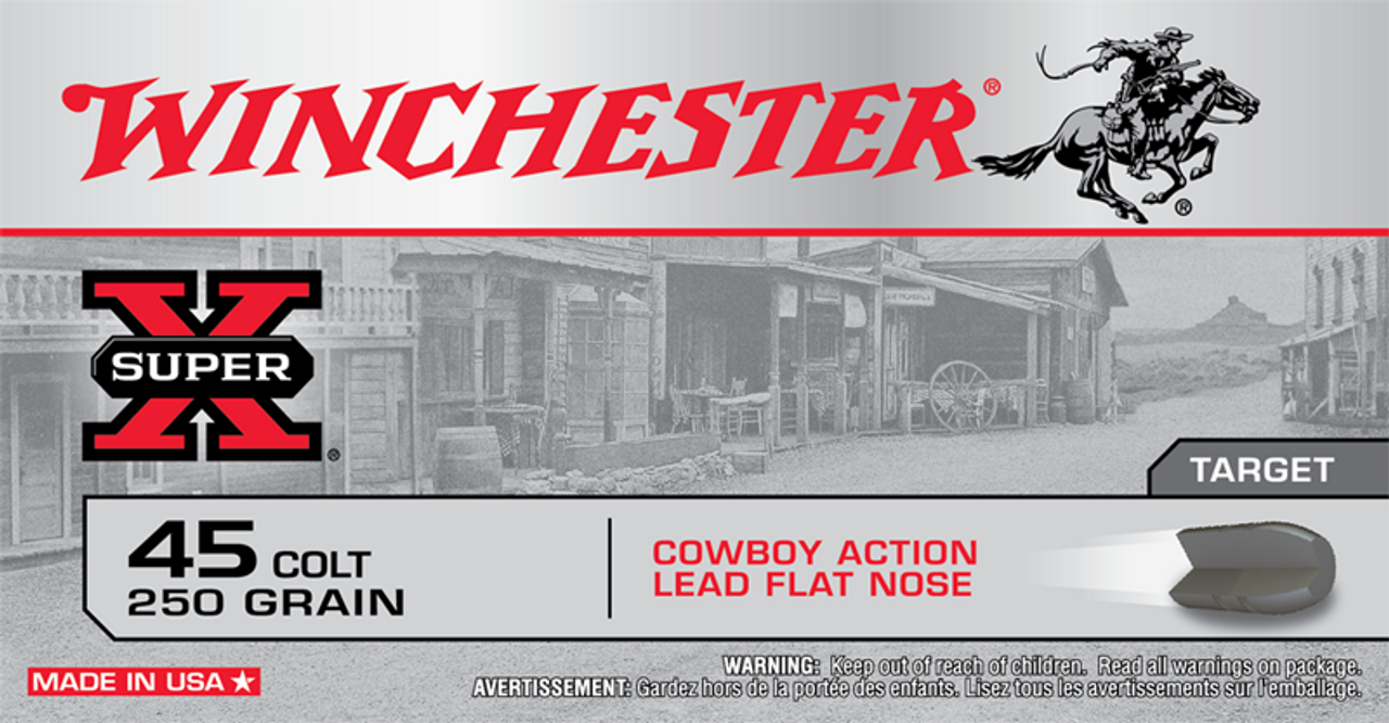 Winchester Super-X Cowboy Action Pistol Ammo 45 Colt, 250 Gr, 750 fps, 50 Rnds
