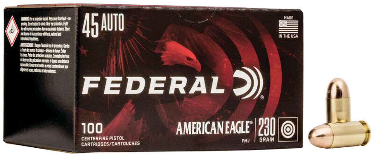 Federal American Eagle Pistol Ammo 45 Auto, 230 Gr FMJ, 100 Rnds
