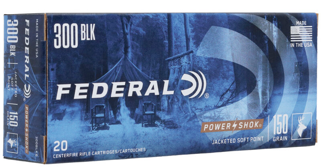 Federal Power-Shok Rifle Ammo 300 Blackout, SP, 150 Grains, 1900fps, 20 Rnds