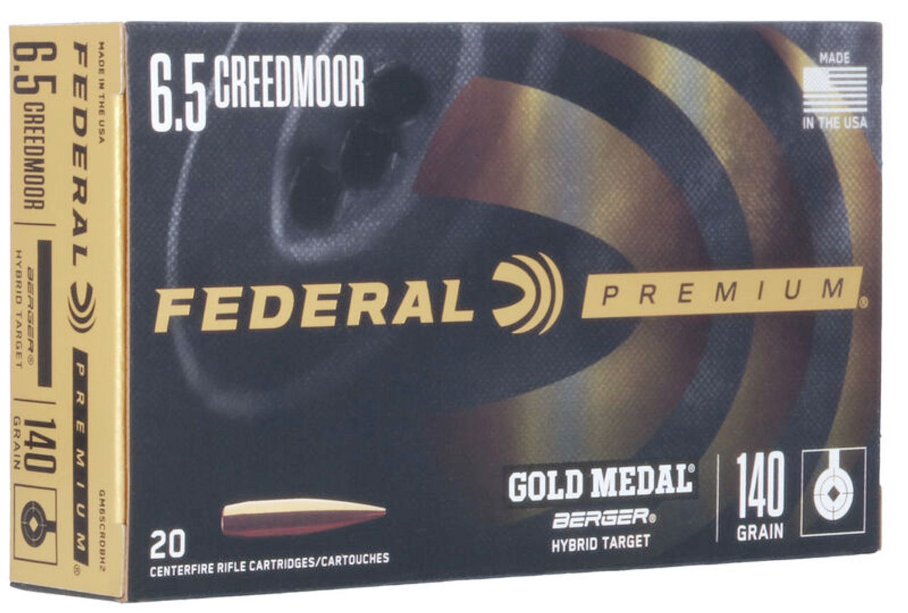 Federal Gold Medal Rifle Ammo 6.5 Creedmoor, Berger Hybrid Target, 140 Gr, 2725 fps, 20 Rnds