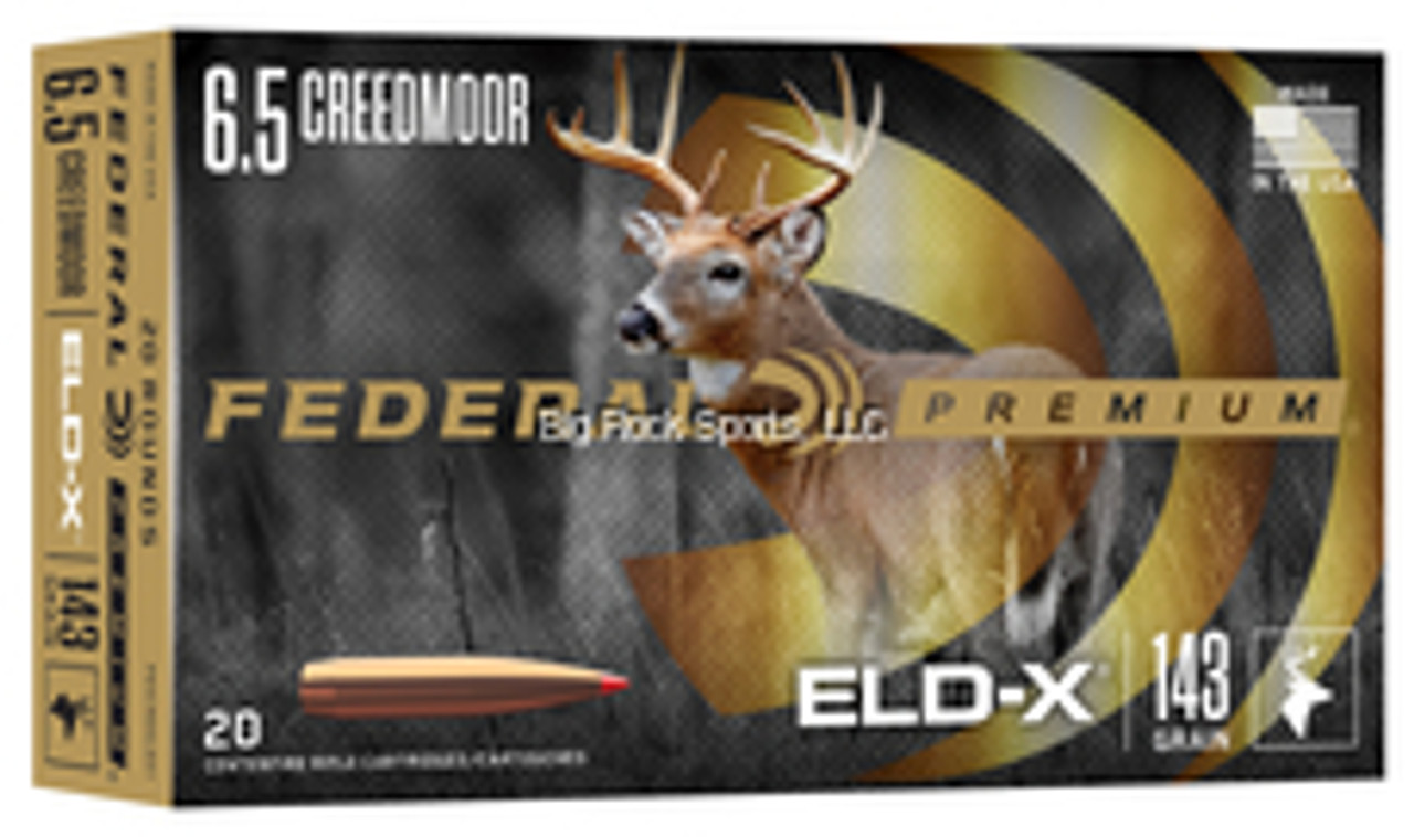 Federal Rifle Ammo 6.5 Creedmoor 143 GR ELD-X,  20 Rnds