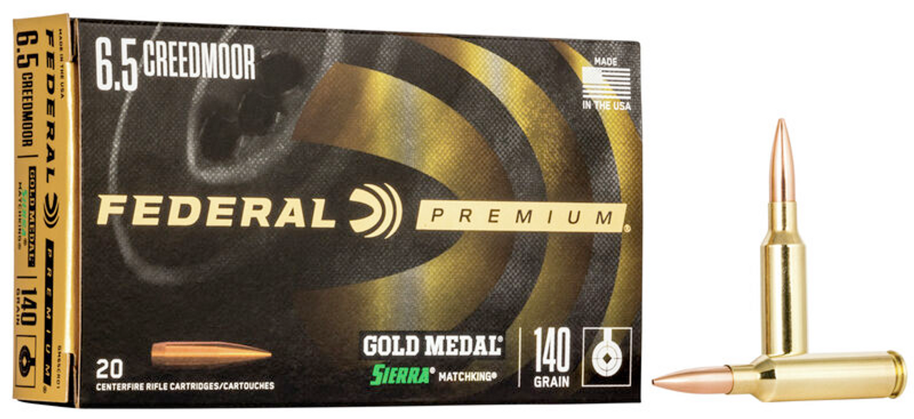 Federal Gold Medal Rifle Ammo 6.5 CREED, SMK BTHP, 140 Grains, 2675fps, 20 Rnds