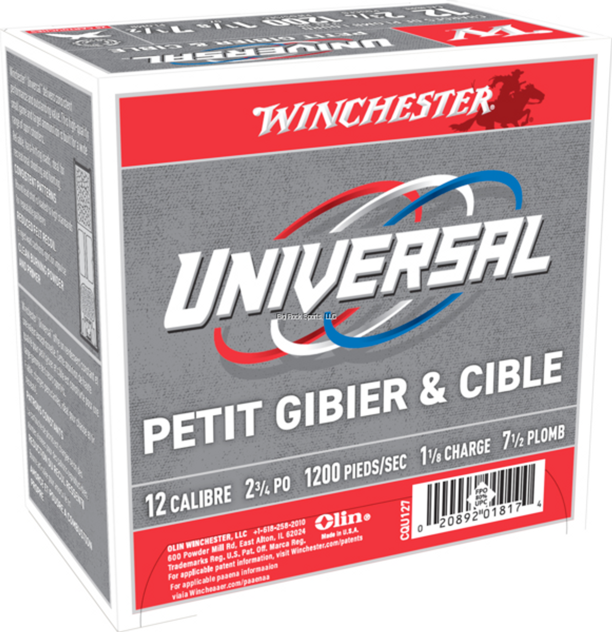 Winchester 12 GA, 2-3/4, Lead Shotshells, 1-1/8oz, Size 7.5, Universal 100 Rd Value Pack