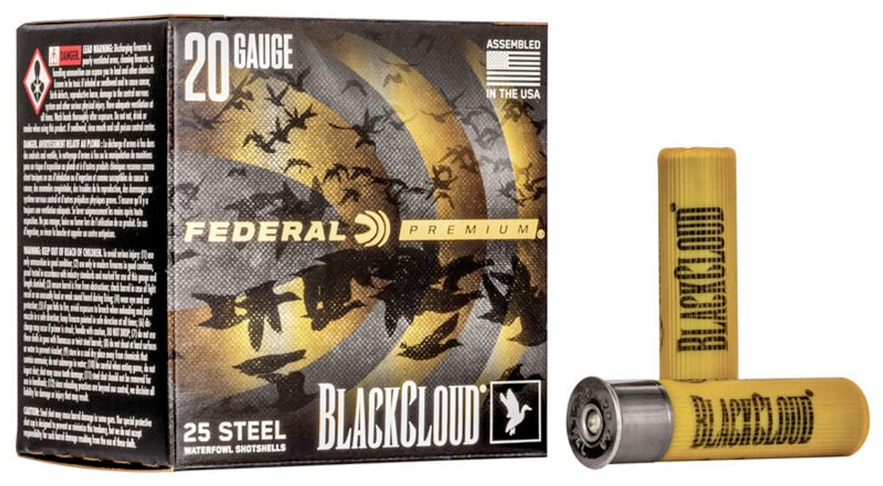 Federal Black Cloud Waterfowl Shotshell 20 GA 3" 1oz 2, 25 Rnd per Box