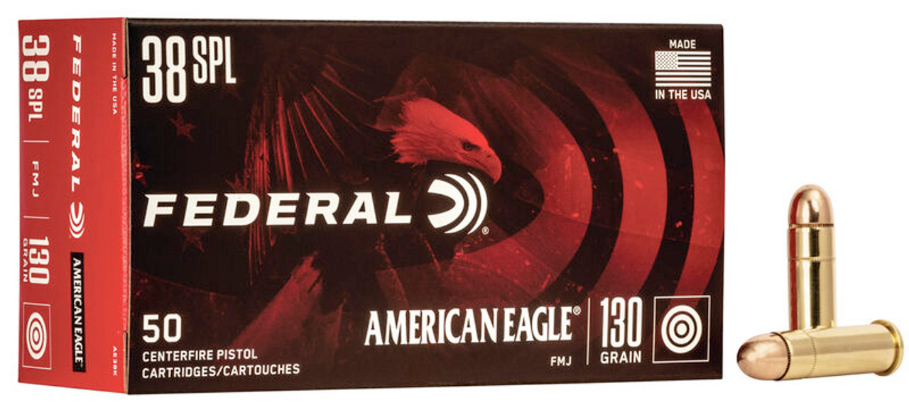 Federal American Eagle Pistol Ammo 38 Special 130Gr FMJ, 50 Rnds