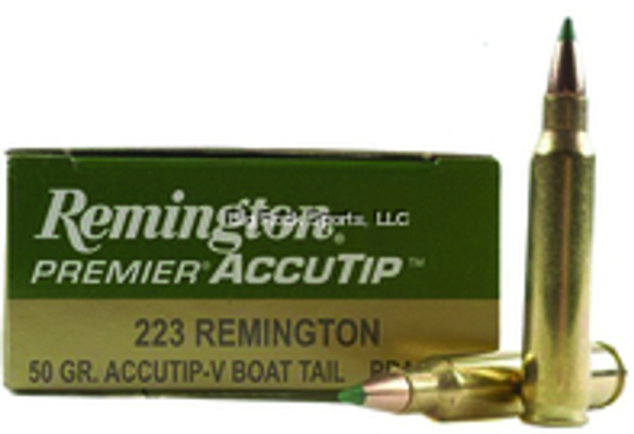 Remington Premier AccuTip-V Rifle Ammo 223 REM, AccuTip-V/Boat Tail, 50 Grains, 3410 fps, 20, Boxed