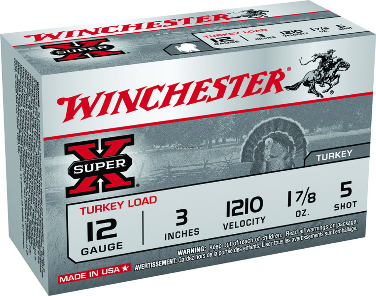 Winchester Super-X Turkey Shotshell 12 Ga, 3 in, No. 5, 1-7/8oz, 1210 fps, 10 Rnds per Box
