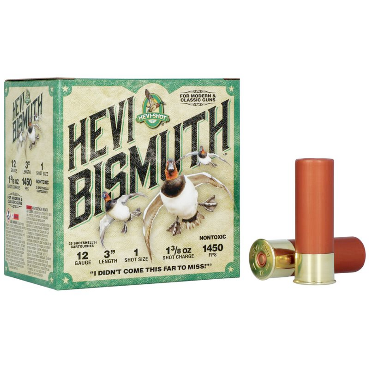 HEVI-Shot Shotshell Hevi Bismuth 12 GA 3 " 1 Shot 1.625 OZ, 25 Rnds