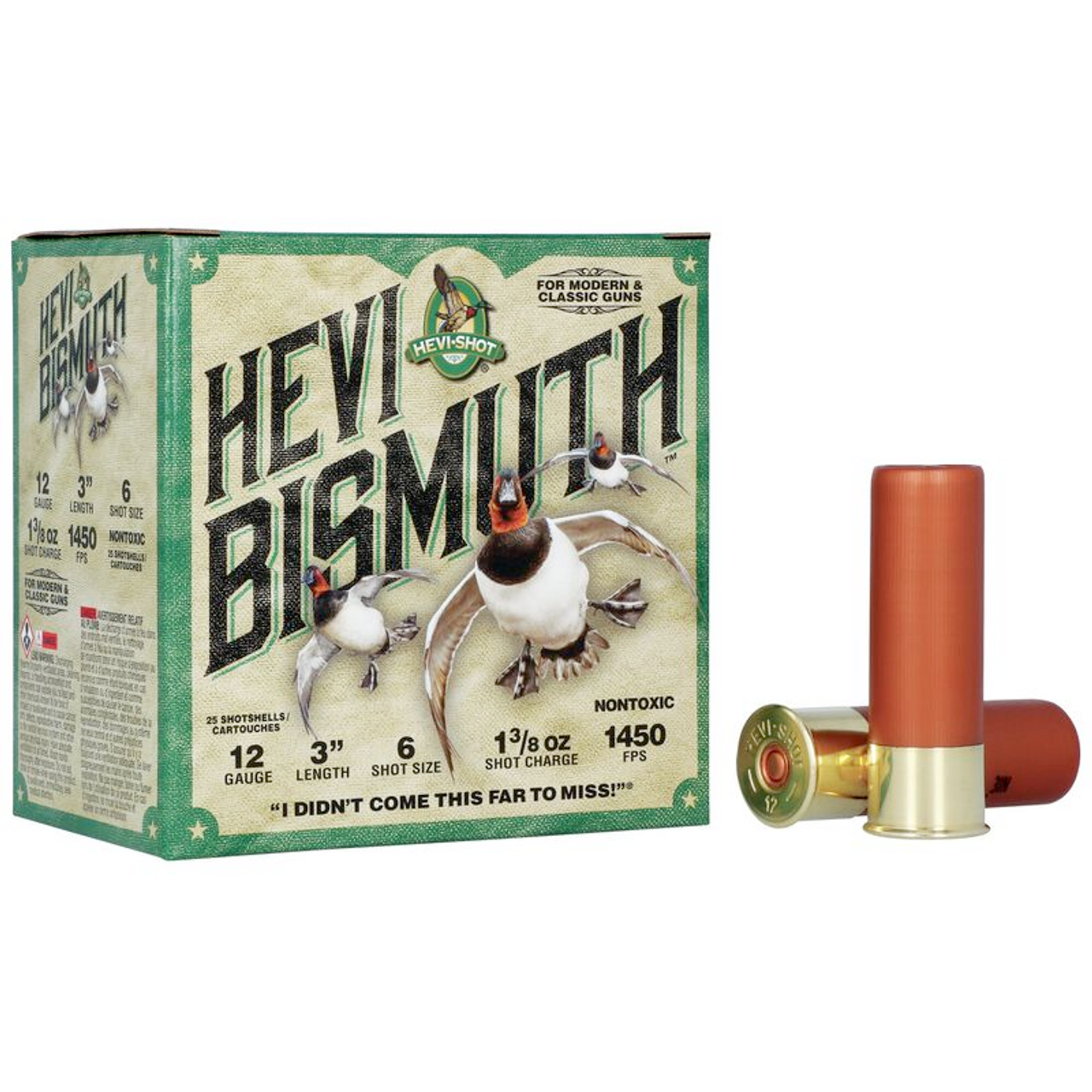HEVI-Shot Shotshell Hevi Bismuth 12 GA 3 " 6 Shot 1.375 OZ, 25 Rnds