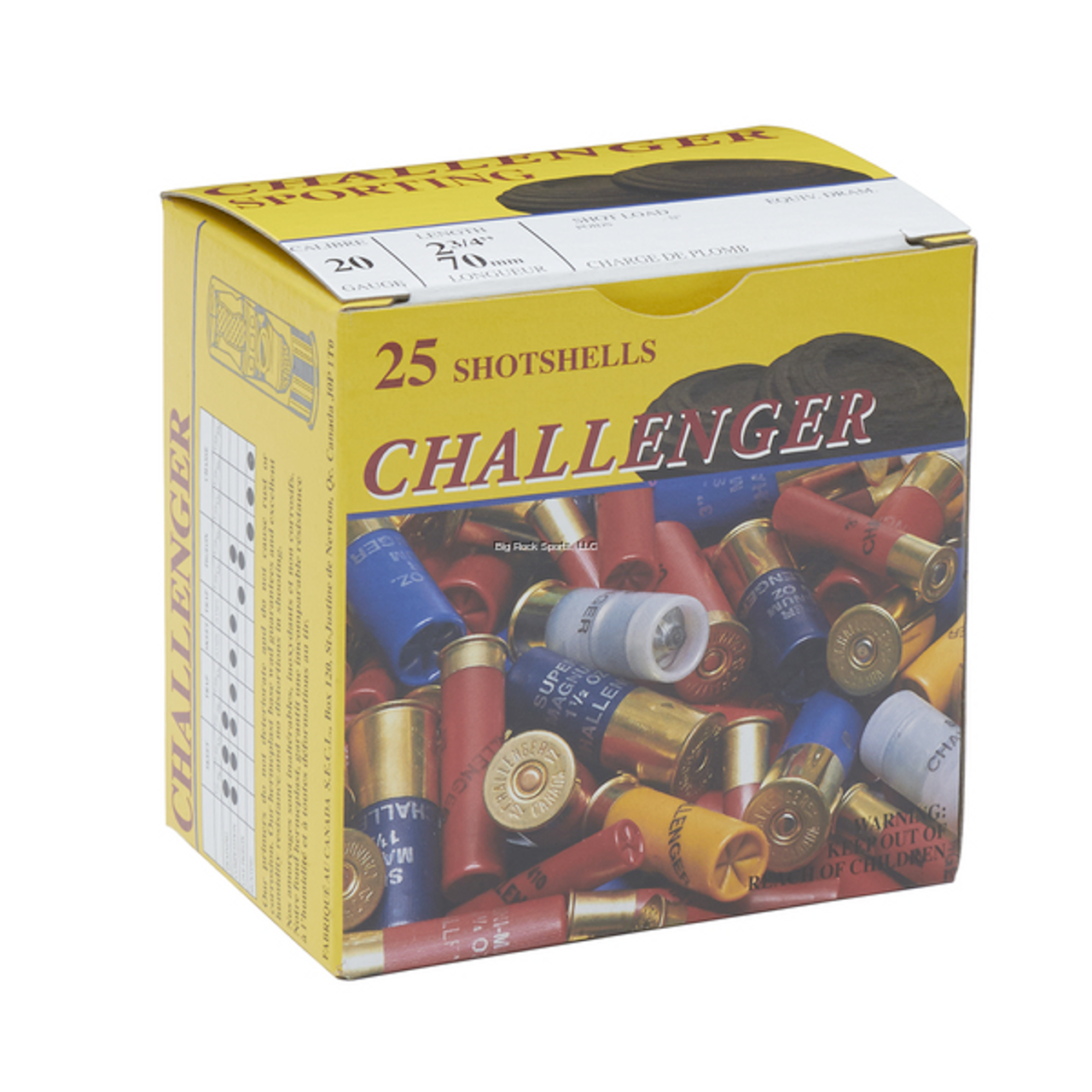Challenger Ammo Hi-Brass 2003 Shotshell 20 GA, 2-3/4 in, No. 4, 1 oz, 1330 fps, 25 Rnds