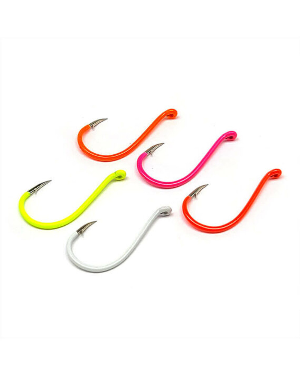 Gamakatsu Fluorescent Walleye and Steelhead Hook Assortment, Forged, Octopus, Red/Pink/Orange/Chartreuse/Glow, 20 per pack