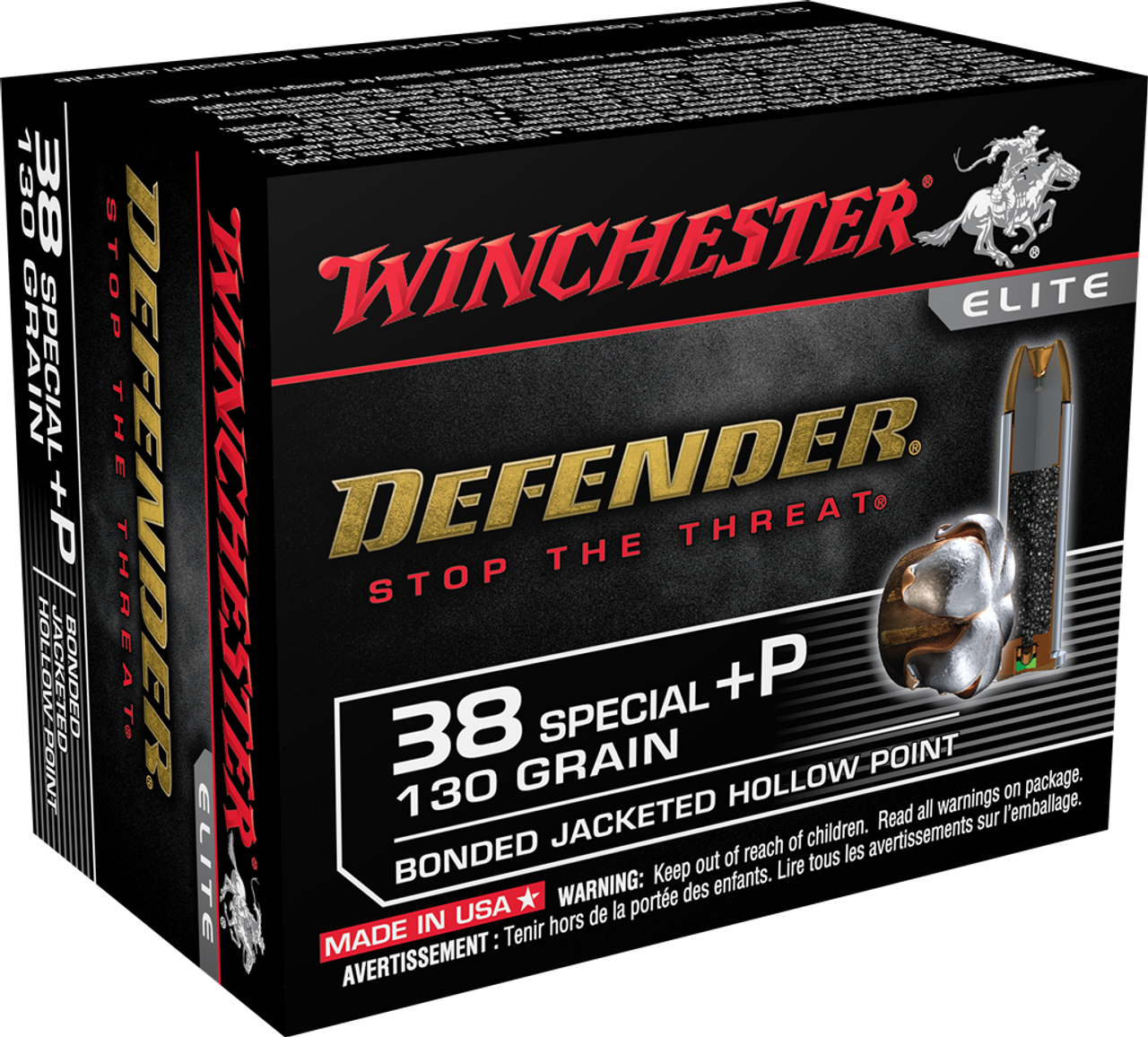 Winchester 38 Special +P Defender 130 Gr BJHP, 20 Rnds