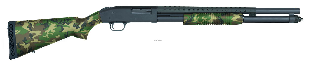 Mossberg 590 Pump 12 Ga, 20" Barrel with Heat Shield,  US Woodland Camo