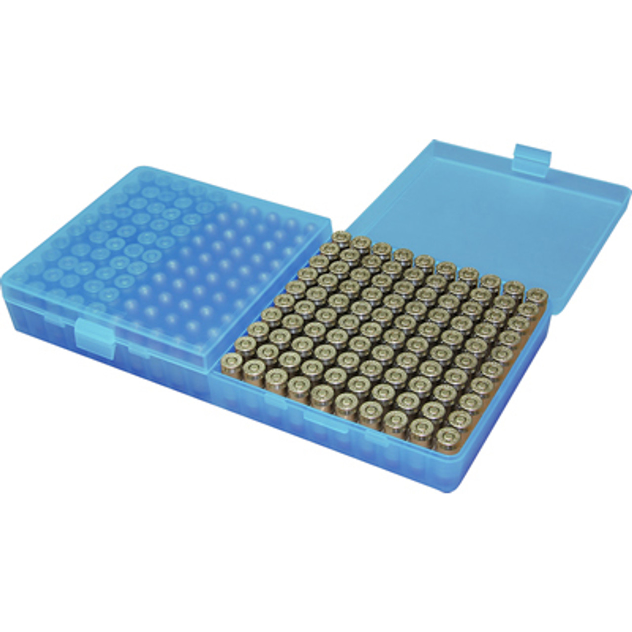 MTM Fliptop 9MM 200 Round Ammo Box, Clear Blue