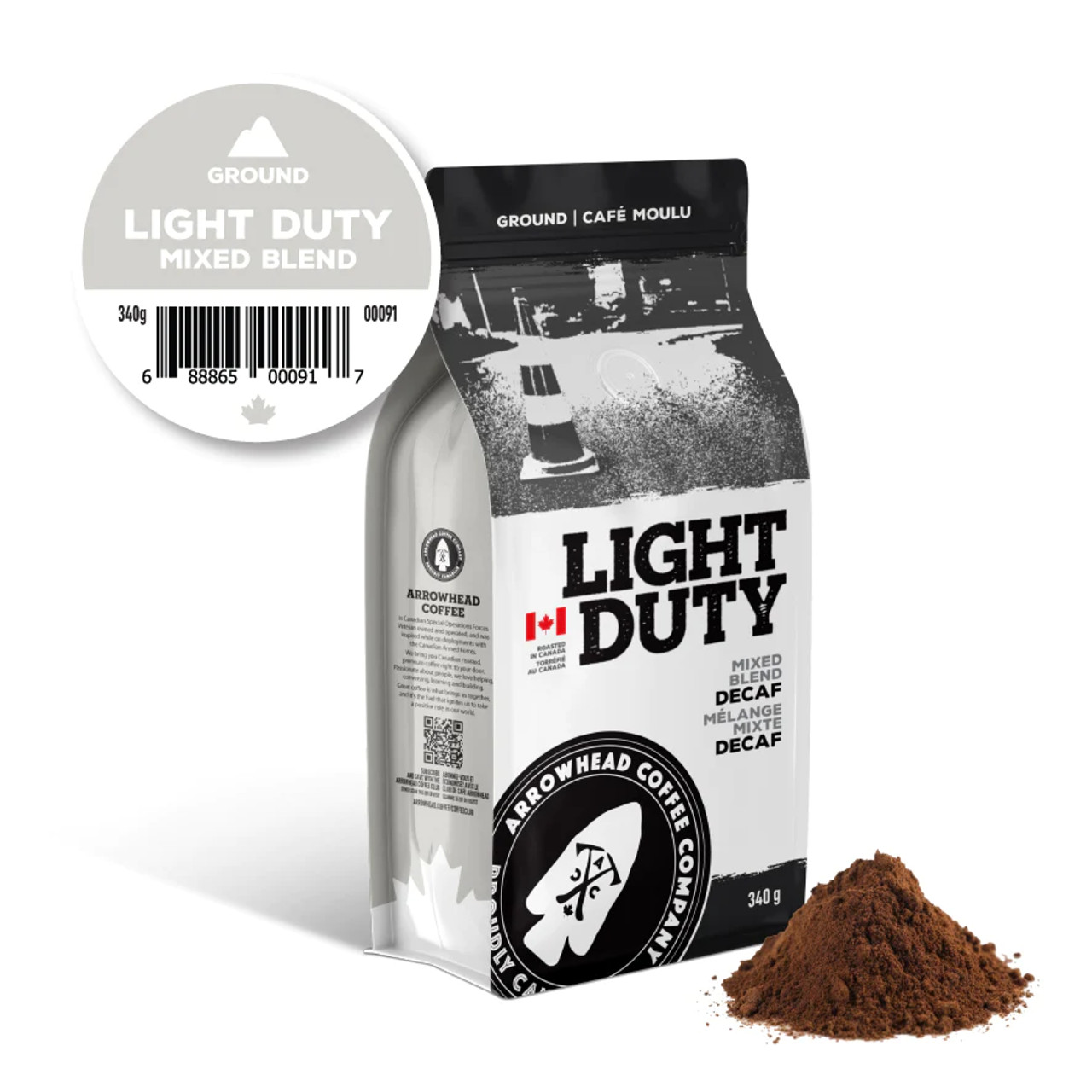 Arrowhead Coffee, Light Duty - Mix Blend - Dark DECAF Coffee, 340g