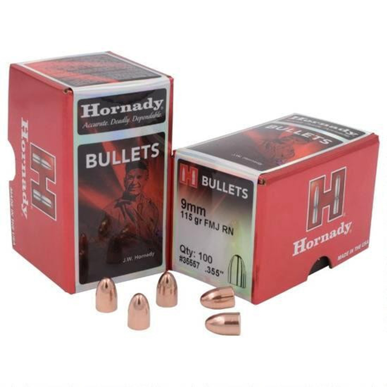 Hornady FMJ Handgun Bullets 9mm .355 Diam, 115 Gr FMJRN 500 Ct