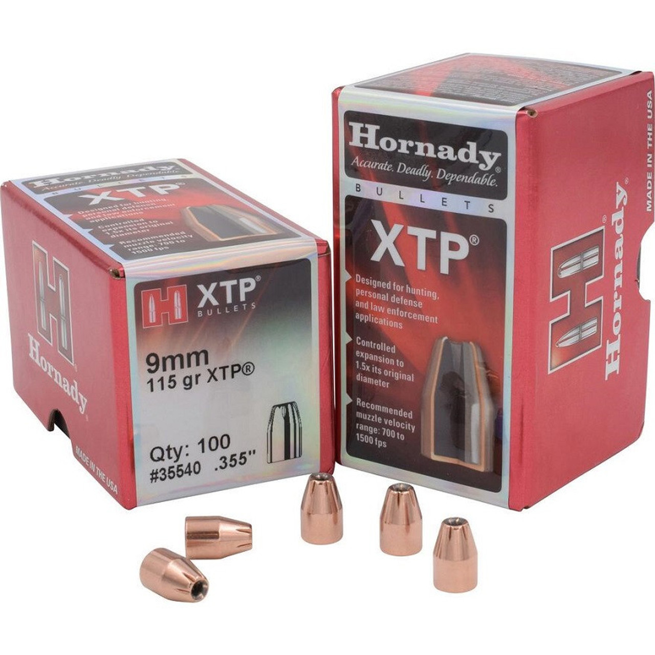 Hornady Traditional Pistol Bullets 9MM .355 115Gr HP XTP, Box of 100