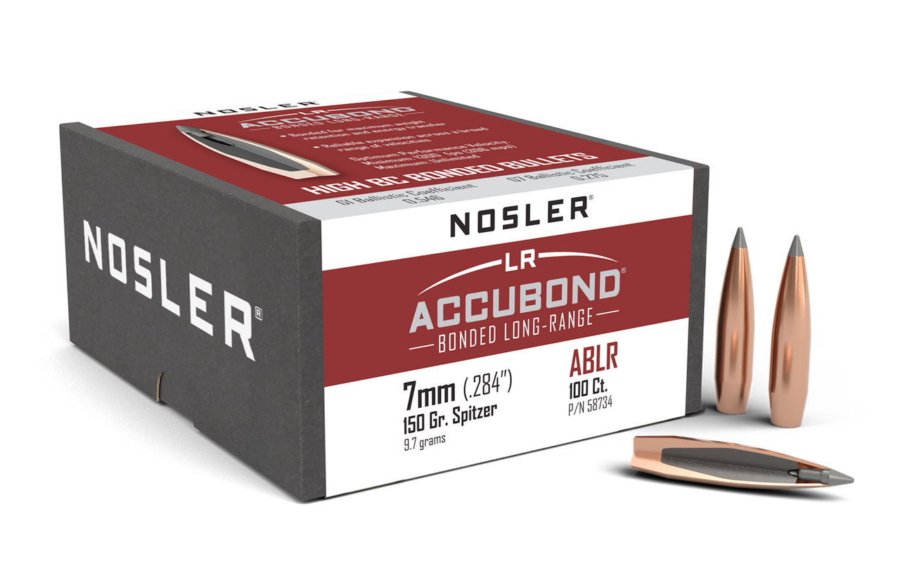 Nosler Accubond Long Range Rifle Bullets 7mm 150gr SP, Box of 100