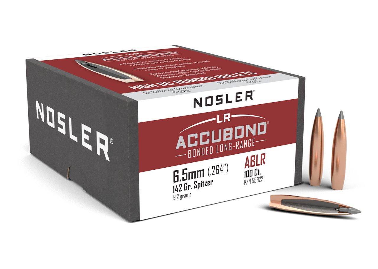 Nosler Accubond Long Range Rifle Bullets 6.5mm 142gr SP, Box of 100