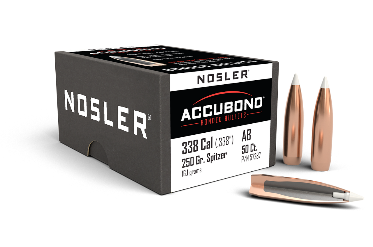 Nosler Accubond Rifle Bullets 338 Cal, 250gr (.338), Box of 50