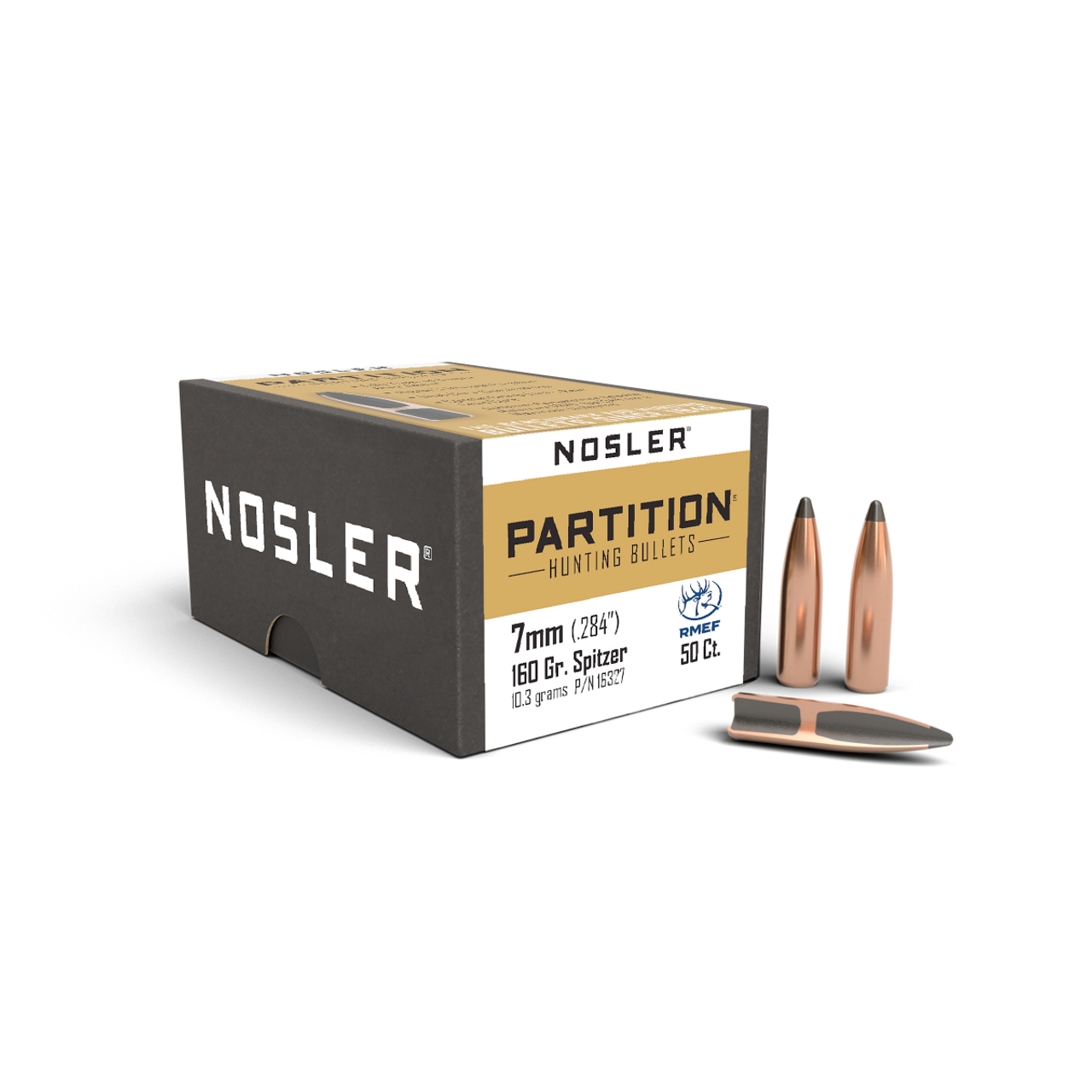 Nosler Rifle Bullets 7mm, 160Gr Partition Spitzer (.284), Box of 50