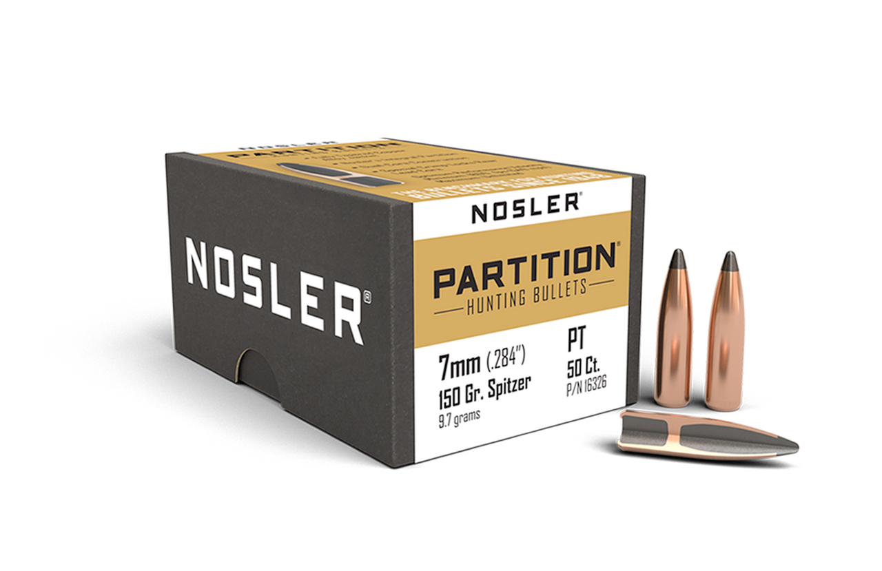 Nosler Rifle Bullets 7mm, 150Gr Partition Spitzer (.284), Box of 50