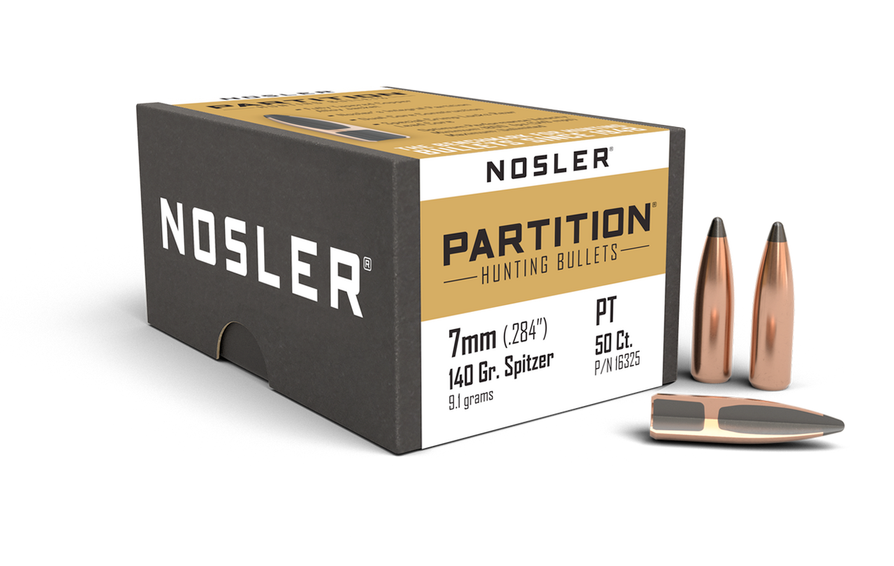 Nosler Rifle Bullets 7mm, 140Gr Partition Spitzer (.284), Box of 50