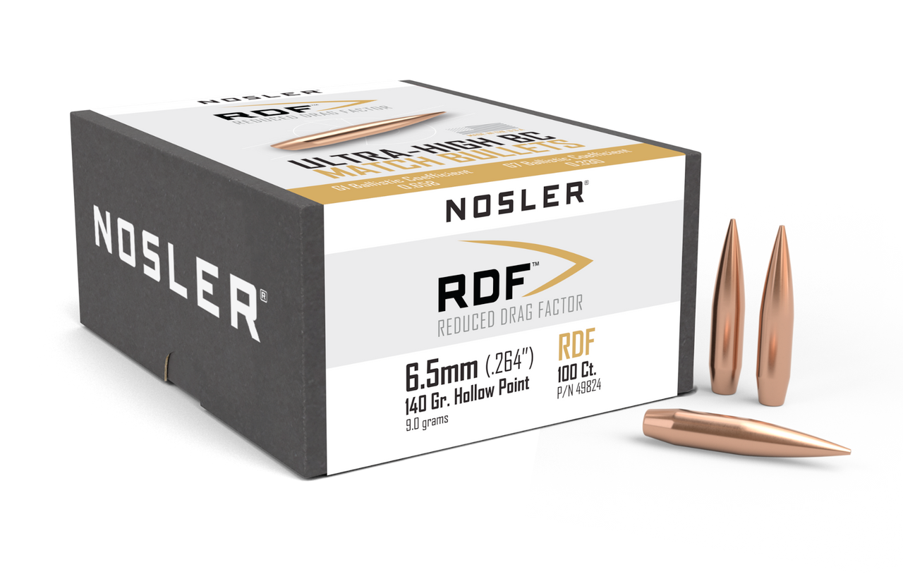 Nosler RDF Reduced Drag Factor Rifle Bullets 6.5mm, 140gr HPBT Bullets, Box of 100