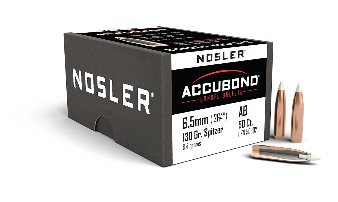 Nosler Accubond Rifle Bullets 6.5 cal, 130GR (.264), Box of 50